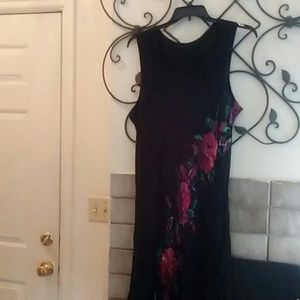 Black Max Dress with flower details